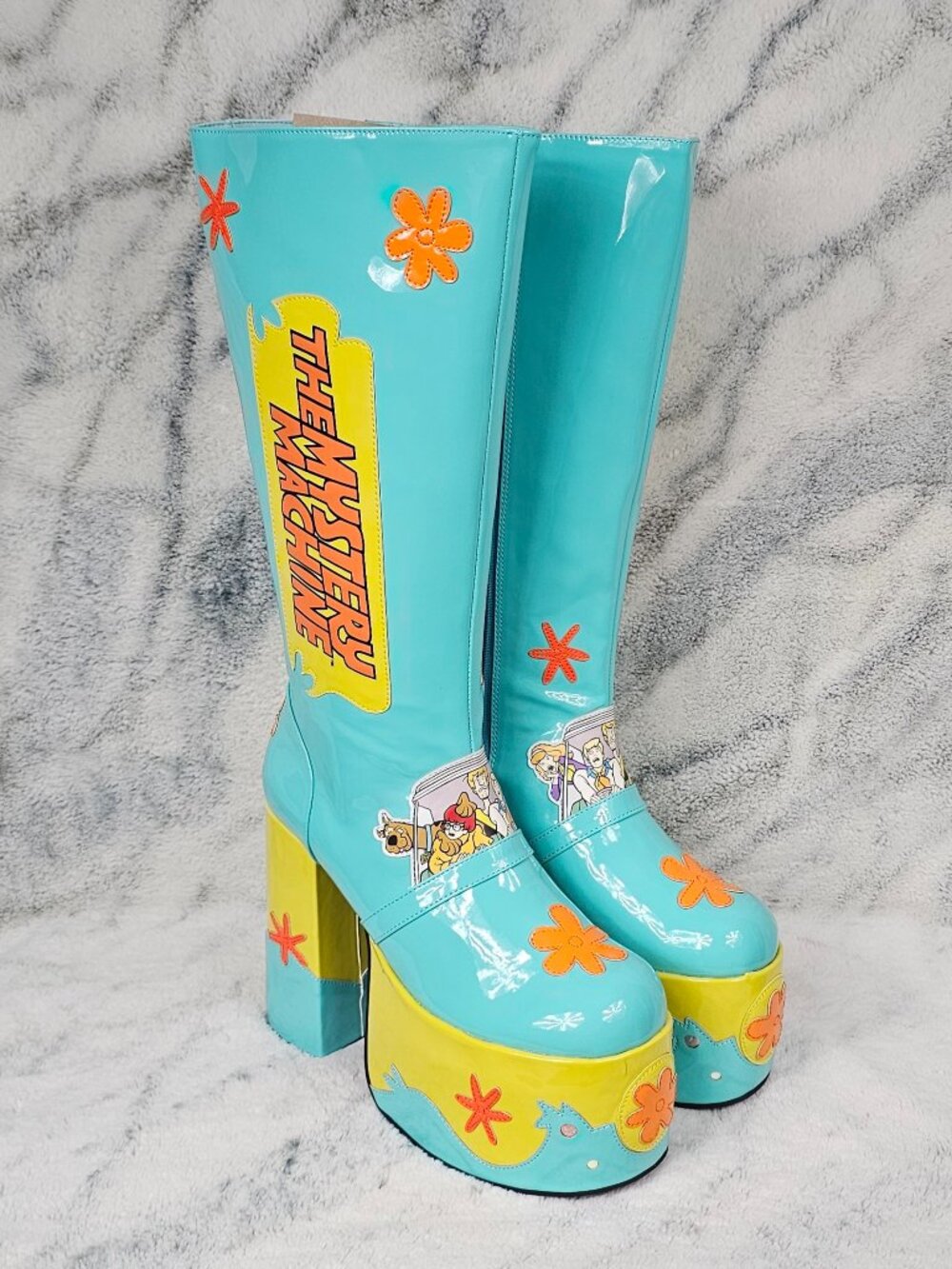 Dolls Kill 11 Hanna Barbera Scooby Doo Mystery Machine Platform Knee High Boots